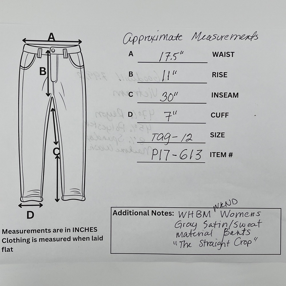White House Black Market WKND The Straight Crop Gray Satin Trim Pants Size 12 - Picture 11 of 11
